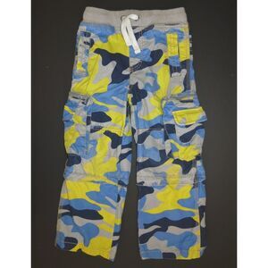 Mini Boden boys Zip Off techno cargo pants blue yellow camouflage camo shorts 6